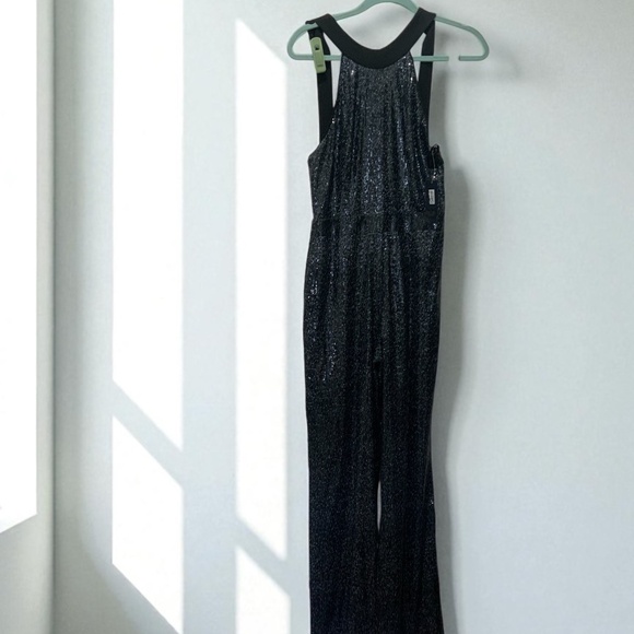 RACHEL Rachel Roy Sequin Black Jumpsuit Size 4 - Picture 1 of 4